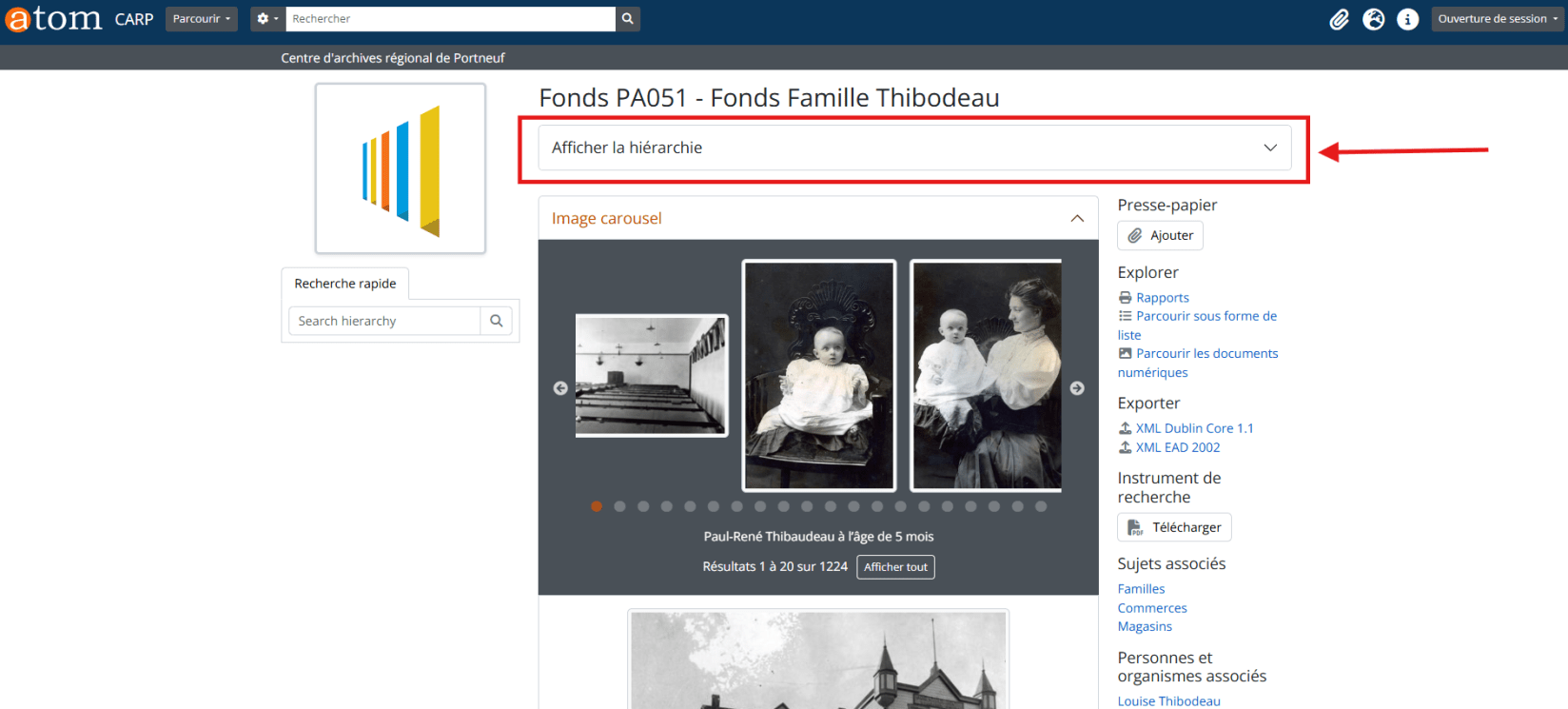 Affichage de la hiérarchie